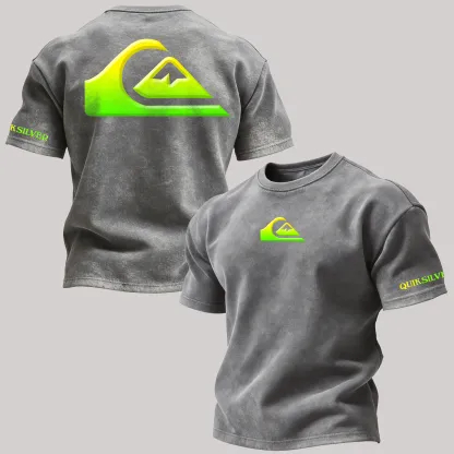 Quiksilver Gradient Green Wave Logo Printed Men's T-shirt