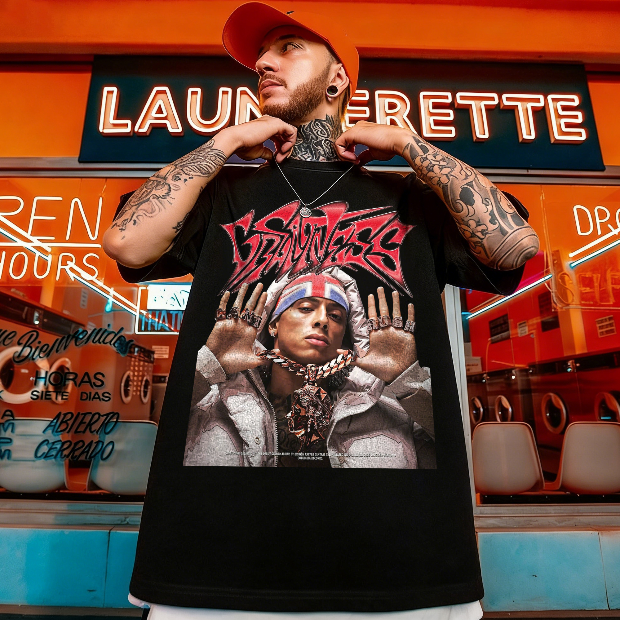 Latin Rapper Portrait Graphic Printed Men's T-shirt