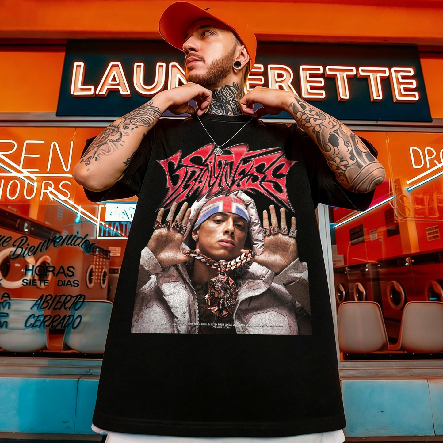 Latin Rapper Portrait Graphic Printed Men's T-shirt