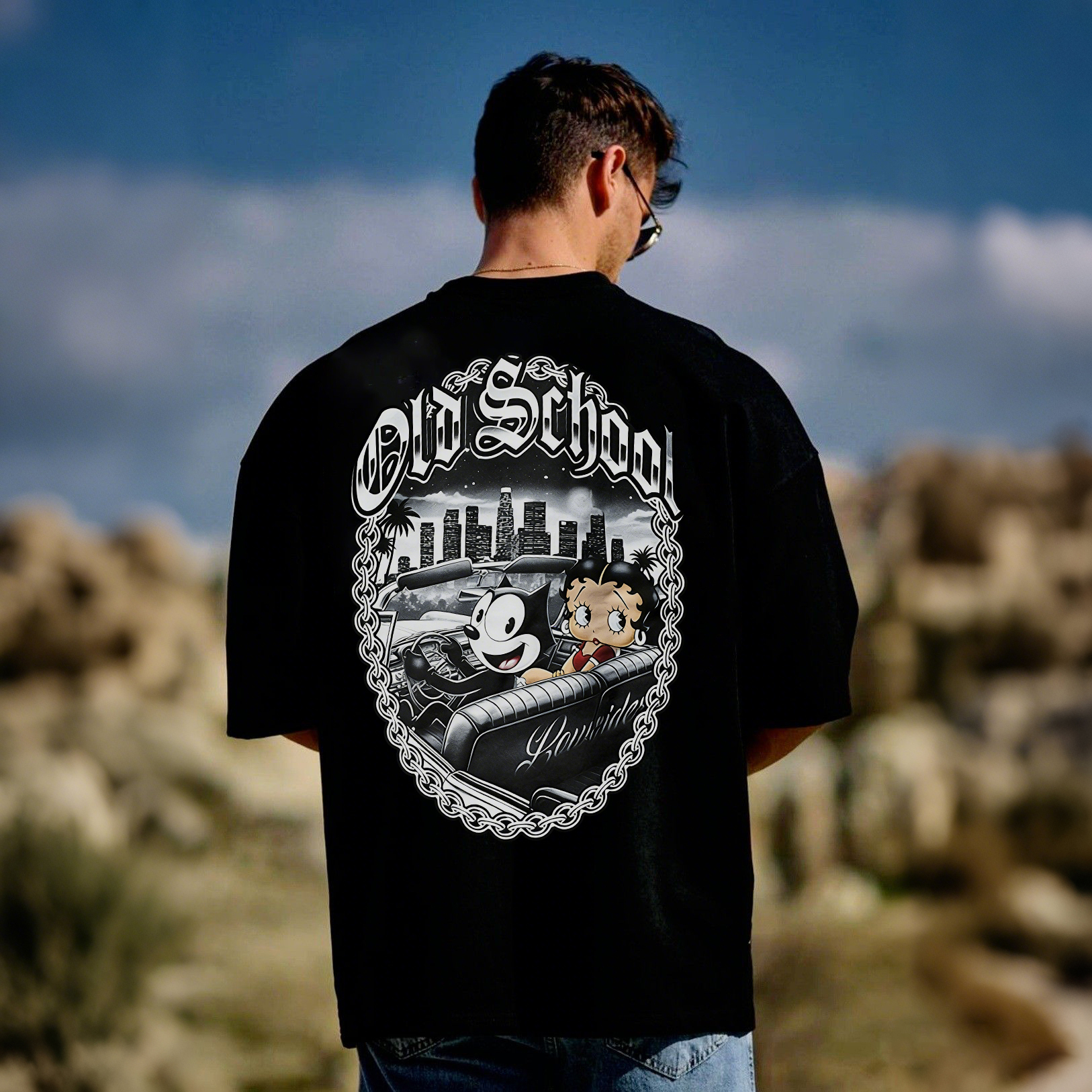 Old School Printed Men's T-shirt（Double-sided Print）