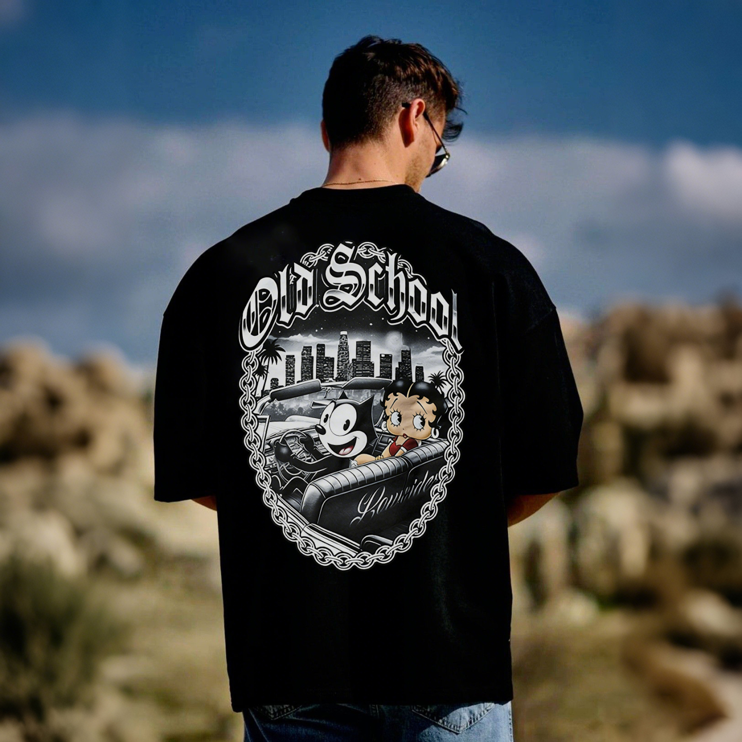 Old School Printed Men's T-shirt（Double-sided Print）