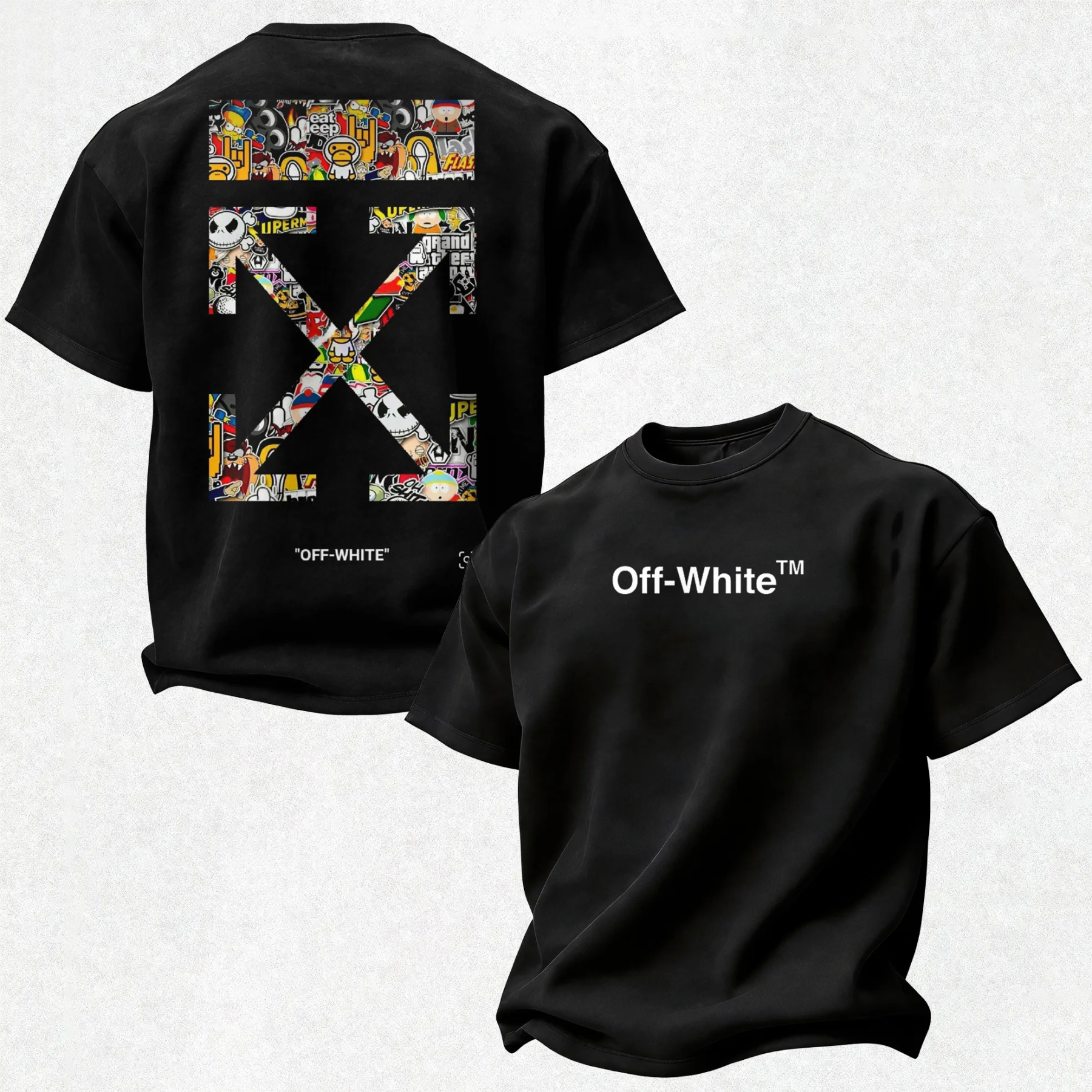 Off-White Sticker Collage Arrow Printed Men's T-shirt