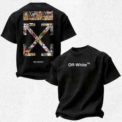 Off-White Sticker Collage Arrow Printed Men's T-shirt