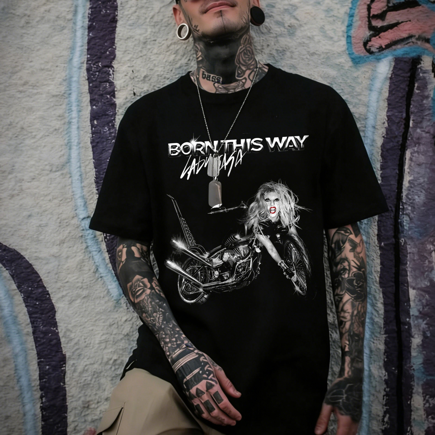 Lady Gaga Born This Way Motorcycle Printed Men's T-shirt