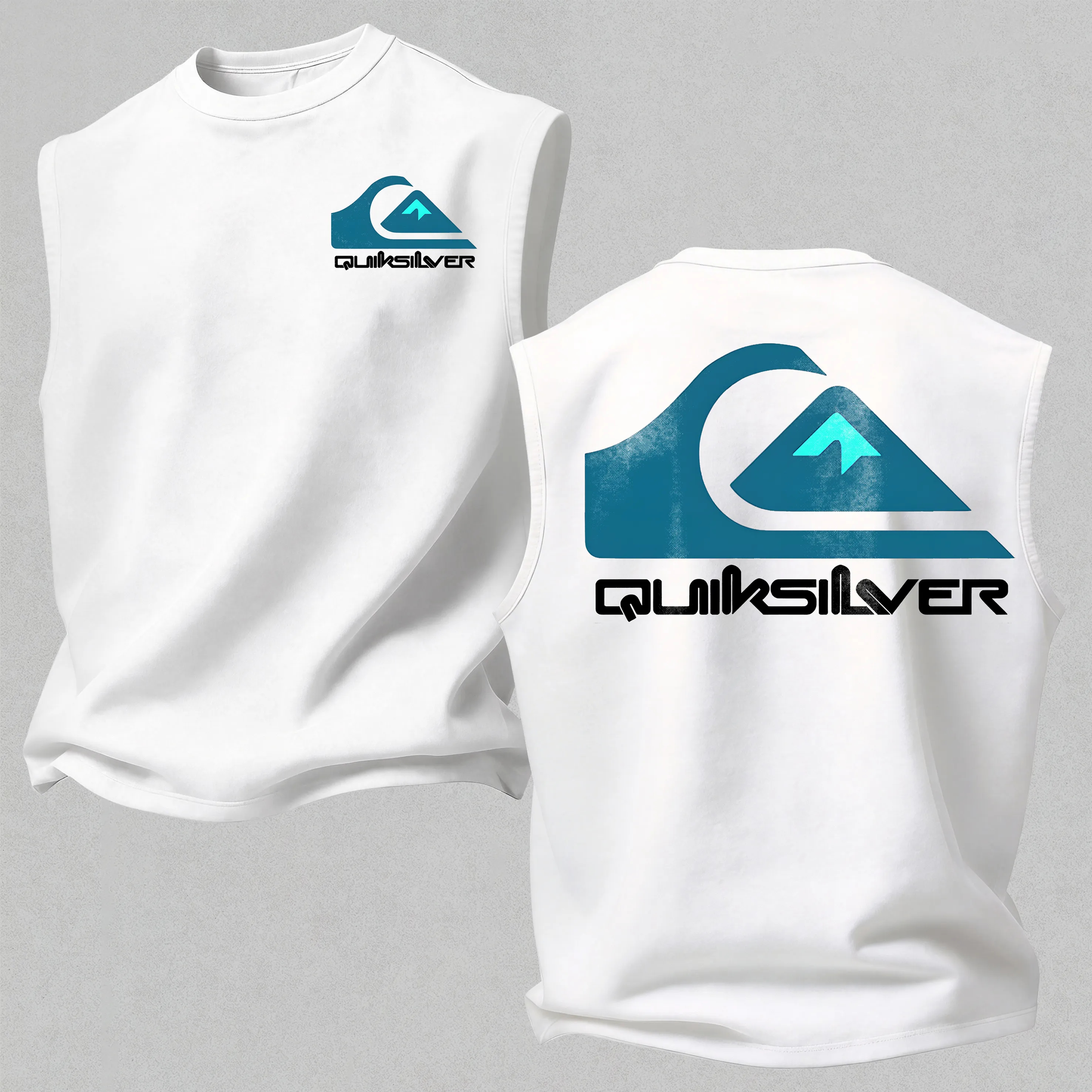 Quiksilver Teal Gradient Logo Printed Men's Vest
