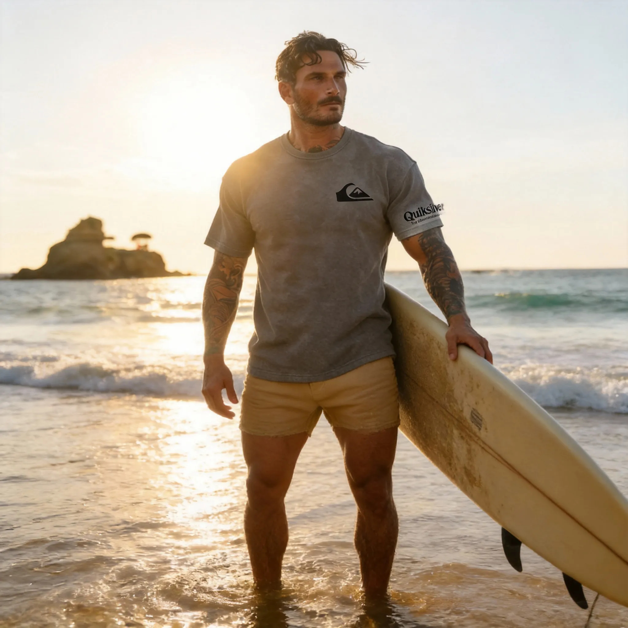 Quiksilver Retro Sunset Logo Printed Men's T-shirt