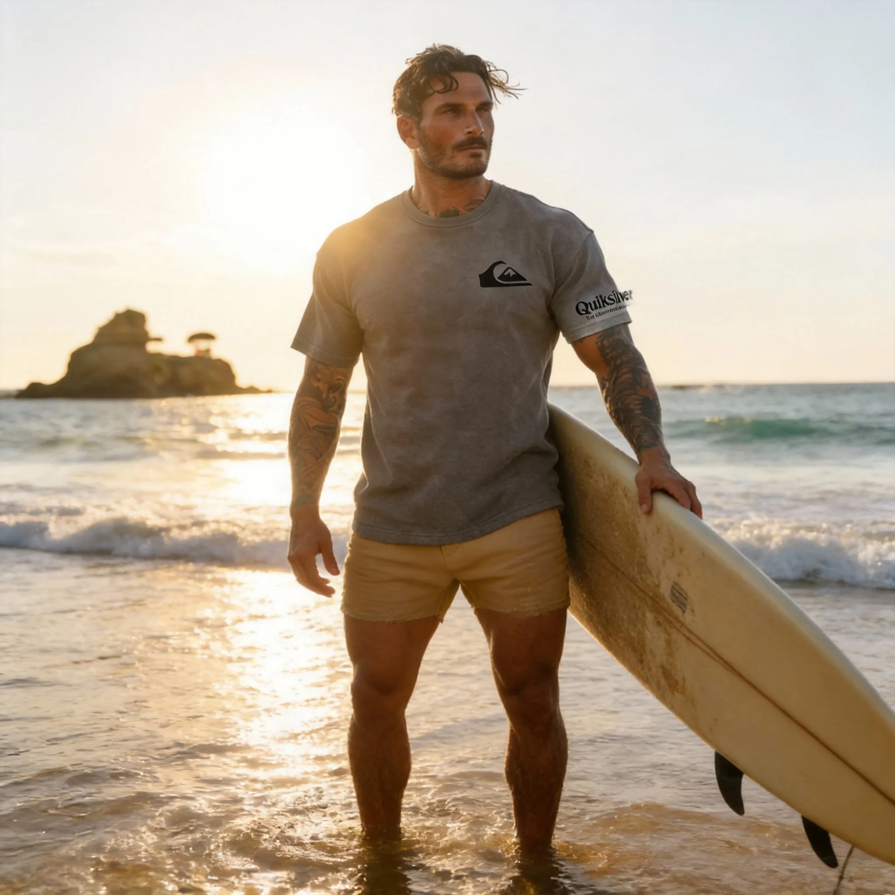 Quiksilver Retro Sunset Logo Printed Men's T-shirt