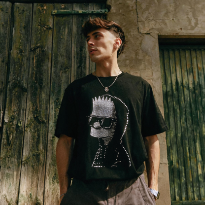 Bart Simpson Cool Guy Portrait Graphic T-Shirt