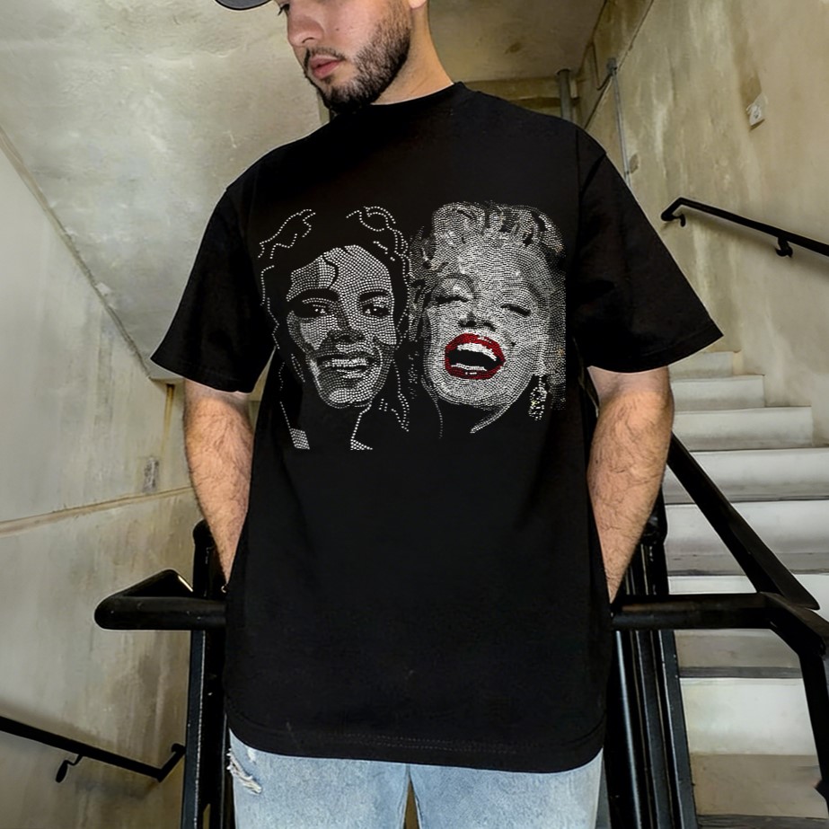 Michael Jackson And Marilyn Monroe Dual Portrait Graphic T-Shirt