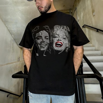 Michael Jackson And Marilyn Monroe Dual Portrait Graphic T-Shirt