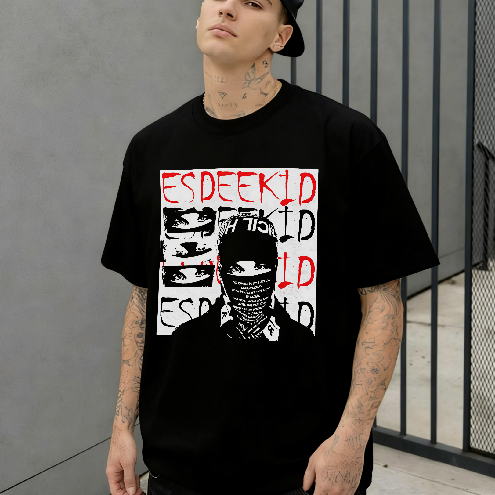Esdeekid Rapper Collage Printed Men's T-shirt
