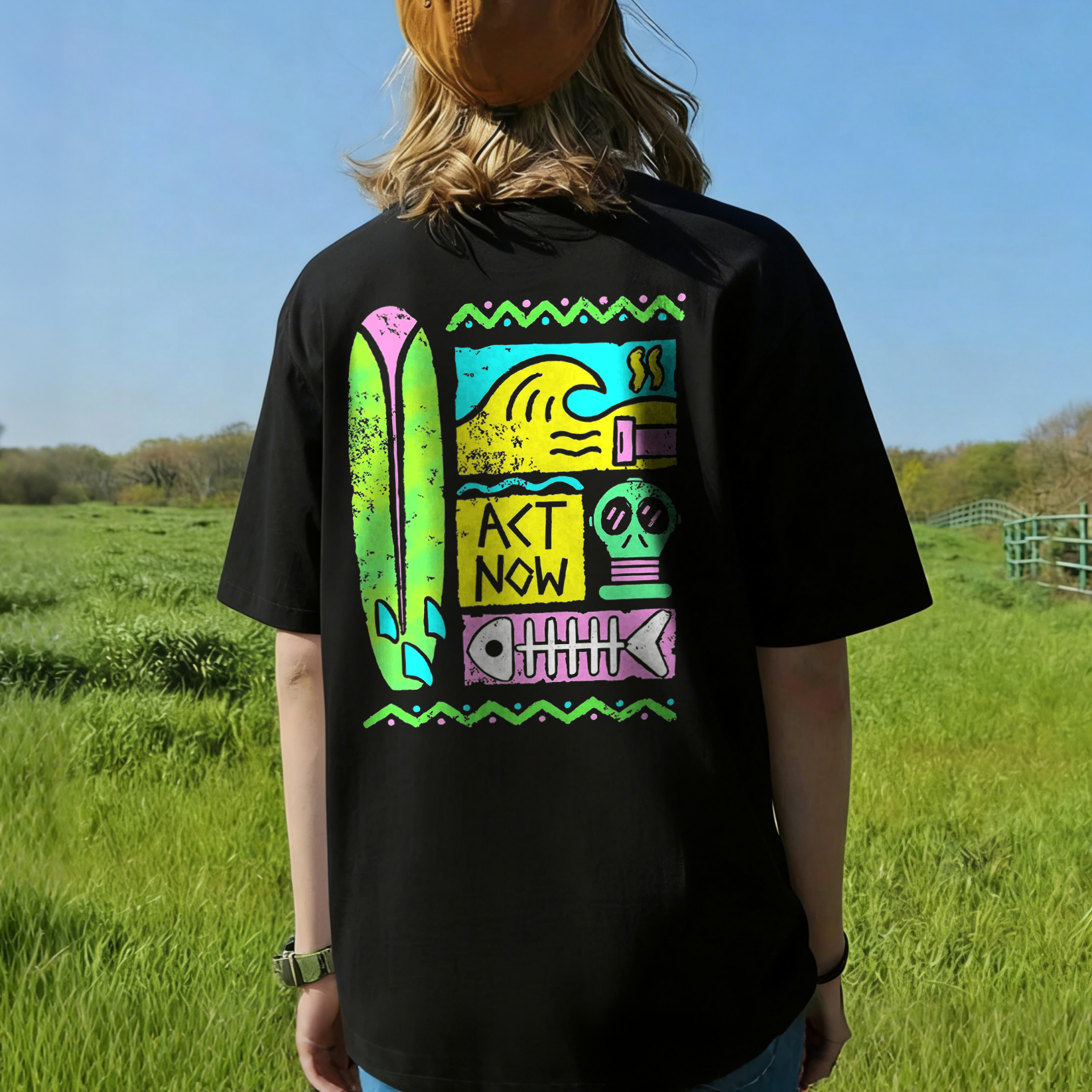 Act Now Surfboard Graphic Printed Men's T-shirt