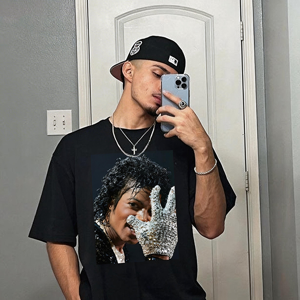 Michael Jackson With Rhinestone Glove Printed Men's T-shirt