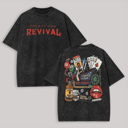 Treaty Oak Revival Printed Vintage Washed T-shirt（Double-sided Print）