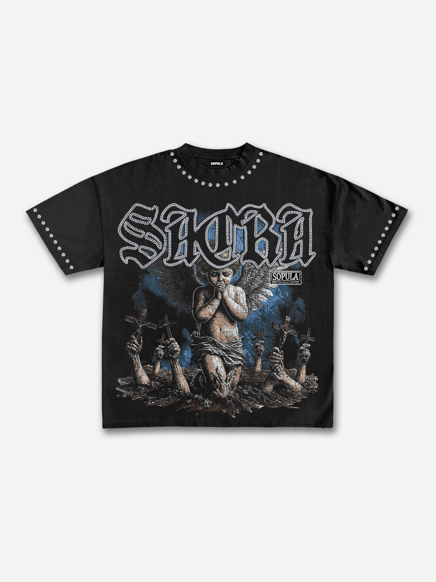 Sacra Retro Angel Graphic Cotton T-shirt