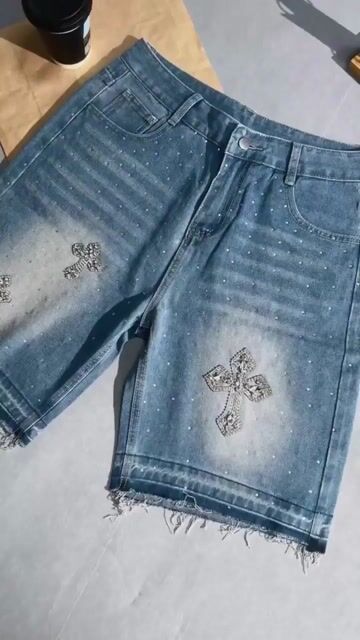Hiphop Cross Hot Diamond Jorts Denim Shorts