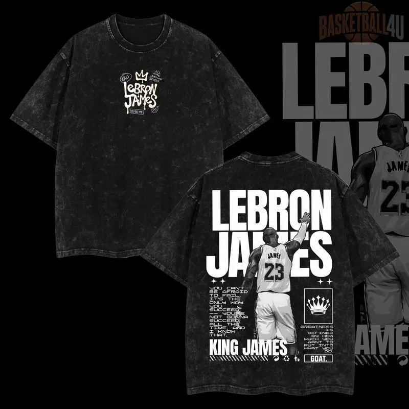 LeBron James Legendary Printed Vintage Washed T-shirt（Double-sided Print）