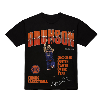 Brunson, New york, 11, 2025 clutch player of the year, Knicks basketball, Nbpa, 500 level Printed Men's T-shirt