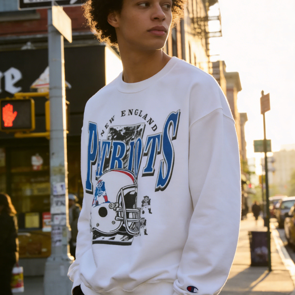 New England Patriots Helmet & Mascot Printed Men's Sweatshirt