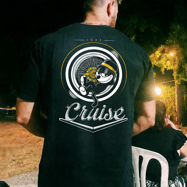 Cruise Car Felix The Cat Printed T-Shirt（Double-sided Print）