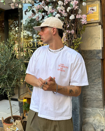 More Spaghetti Less Upsetti Printed T-shirt（Double-sided Print）