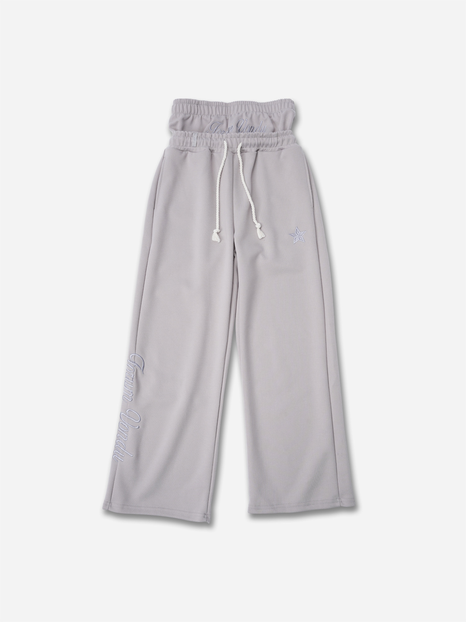 Hiphop Double Waistband Design With Star Embroidery Sweatpants