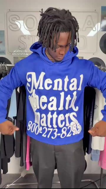 Puff Print Mental Health Matters Cropped Hoodie