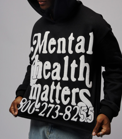 Puff Print Mental Health Matters Cropped Hoodie