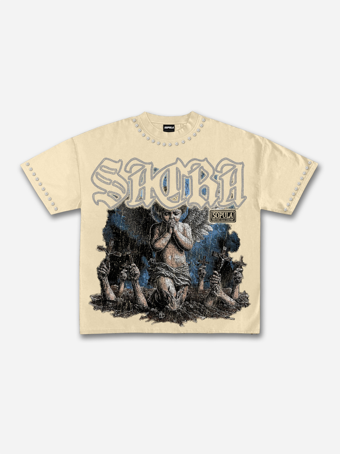 Sacra Retro Angel Graphic Cotton T-shirt
