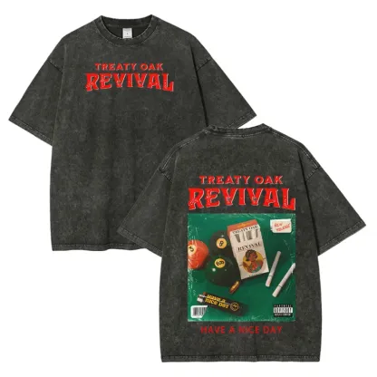 Treaty Oak Revival Printed Vintage Washed T-shirt（Double-sided Print）