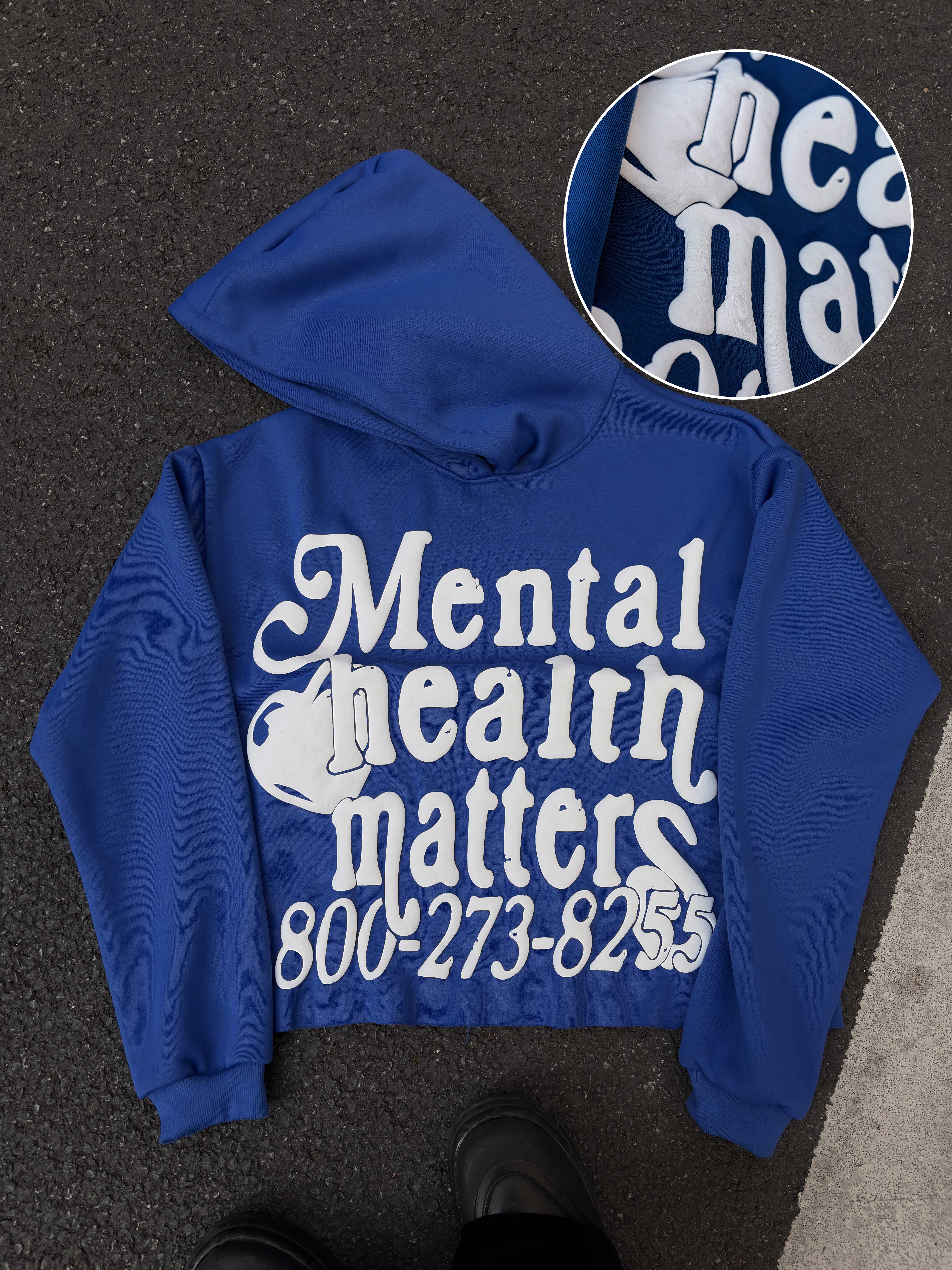 Puff Print Mental Health Matters Cropped Hoodie