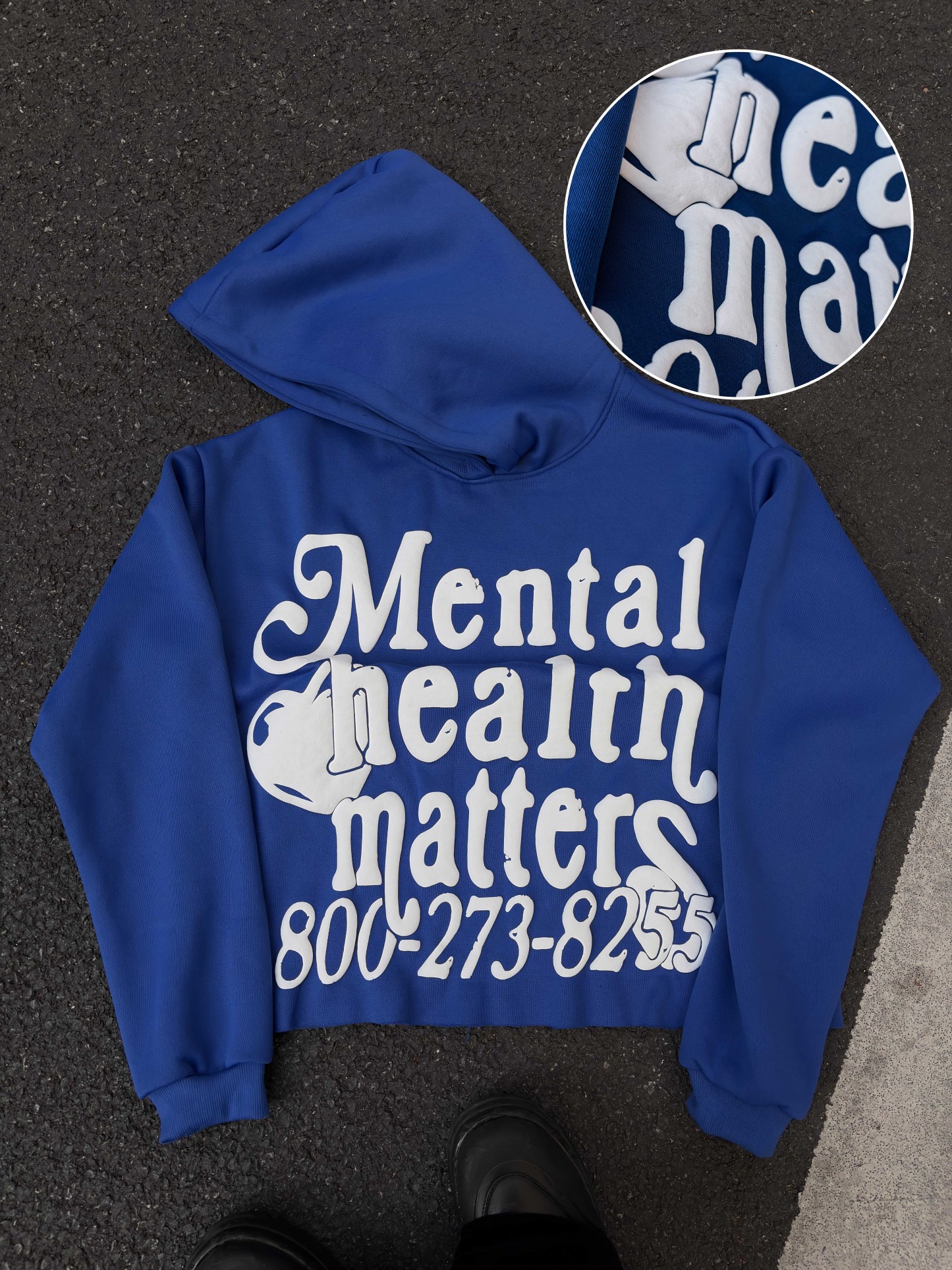 Puff Print Mental Health Matters Cropped Hoodie