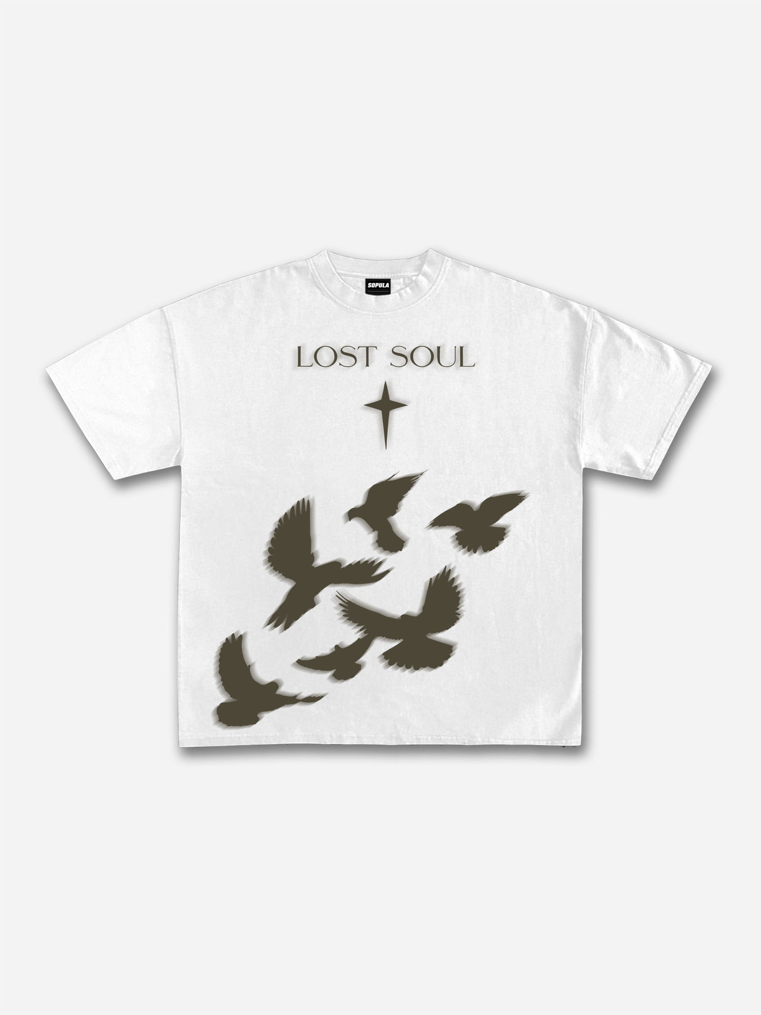 Lost Souls Pigeon Print Graphic Cotton T-shirt