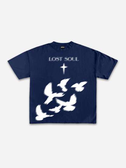 Lost Souls Pigeon Print Graphic Cotton T-shirt