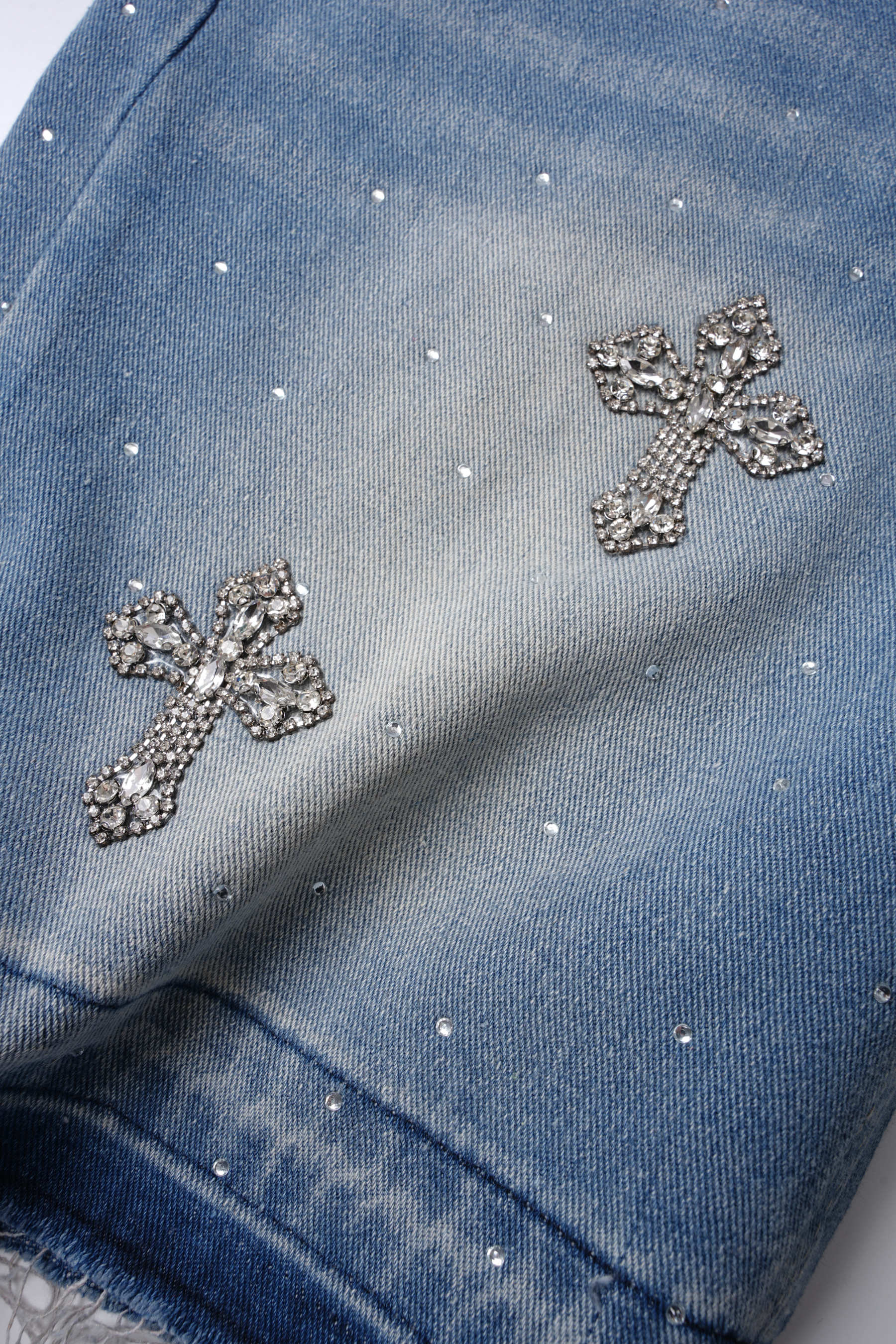 Hiphop Cross Hot Diamond Jorts Denim Shorts