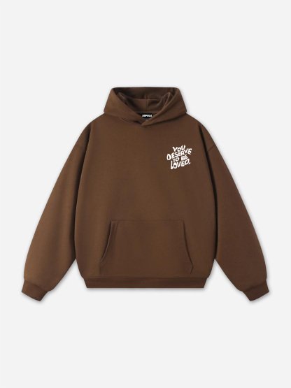 You Deserve To Be Loved Print Graphic Pullover Hoodie