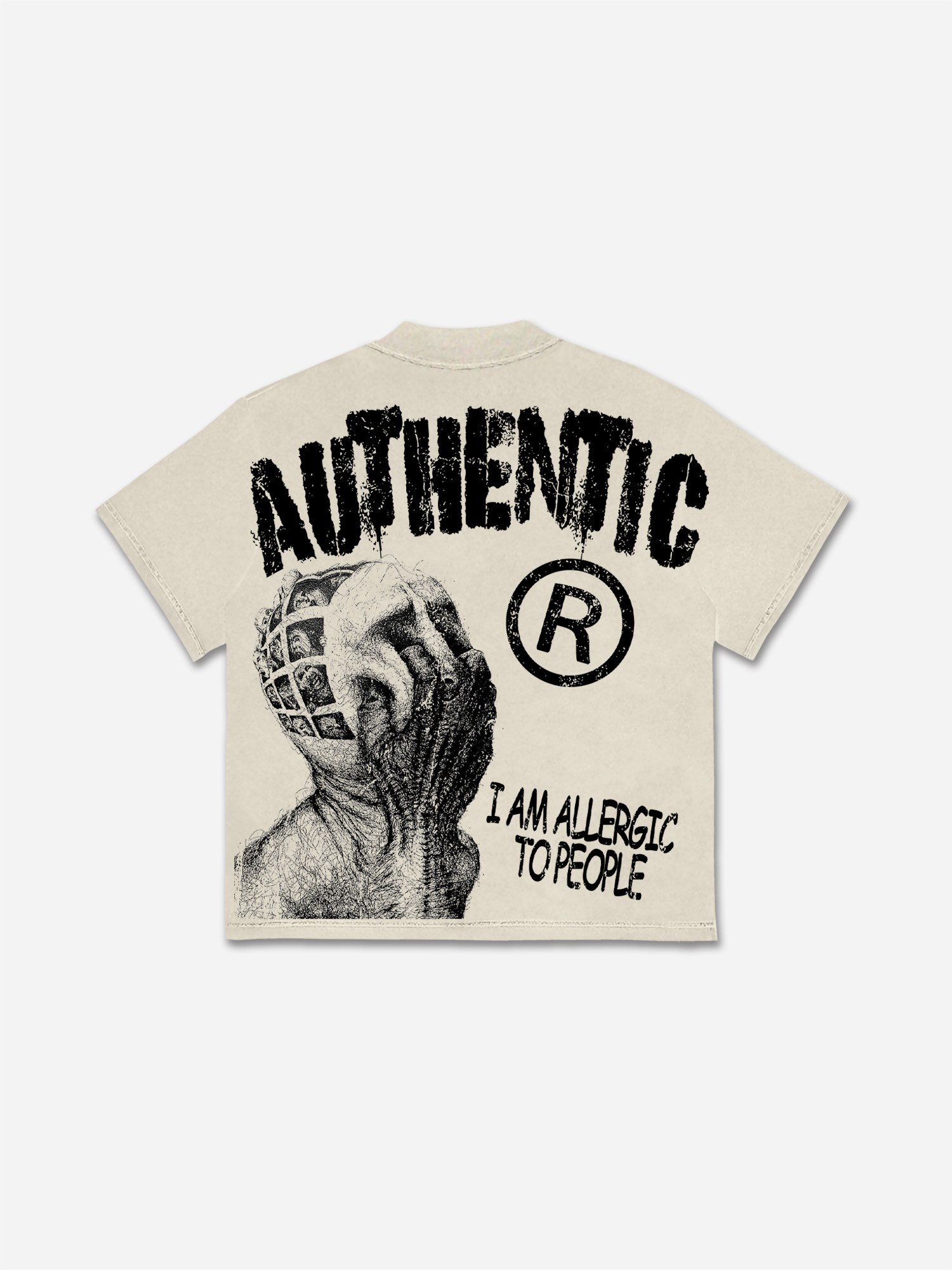 Vintage I Am Allergic To People Graphics Print Cotton T-shirt