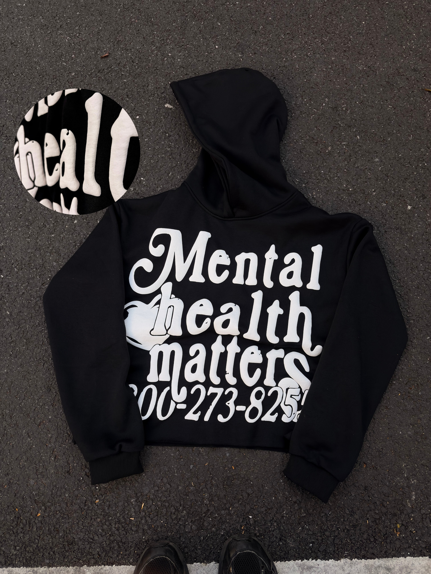Puff Print Mental Health Matters Cropped Hoodie