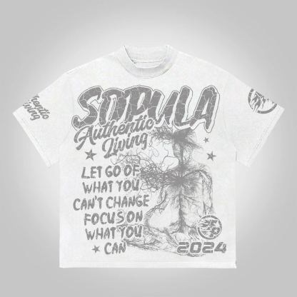 Studio Real Wise Vintage Print Pattern Cotton T-Shirt