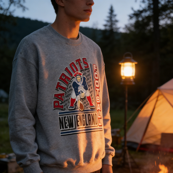 New England Patriots Mascot & Text Printed Men's Sweatshirt