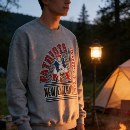 New England Patriots Mascot & Text Printed Men's Sweatshirt