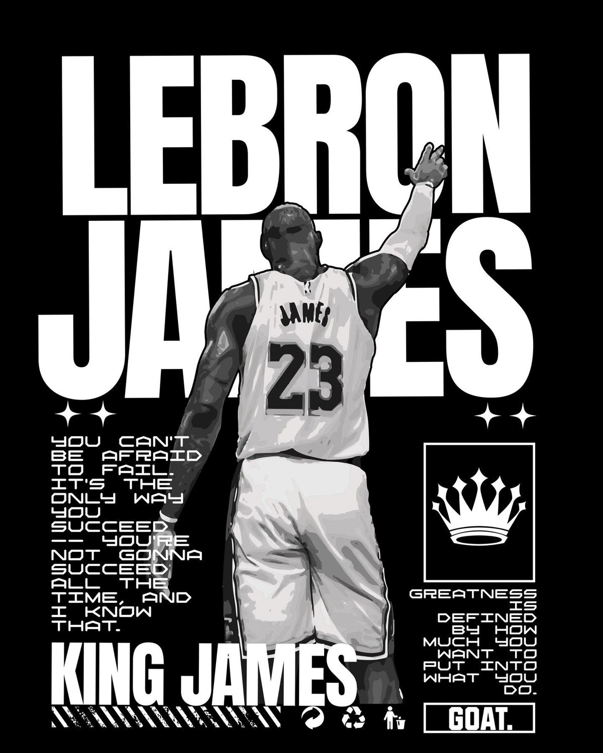 LeBron James Legendary Printed Vintage Washed T-shirt（Double-sided Print）