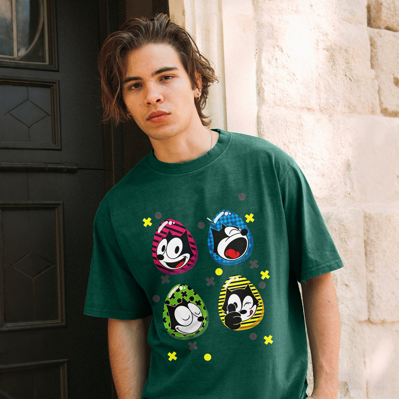 Vibrant Felix The Cat Pop Art Printed Men's T-shirt