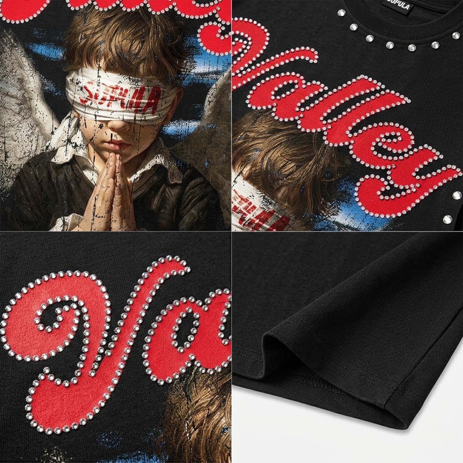 Valley Prayer Angel Vintage Graphic Rhinestone Tank Top