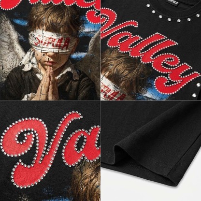 Valley Prayer Angel Vintage Graphic Rhinestone Tank Top