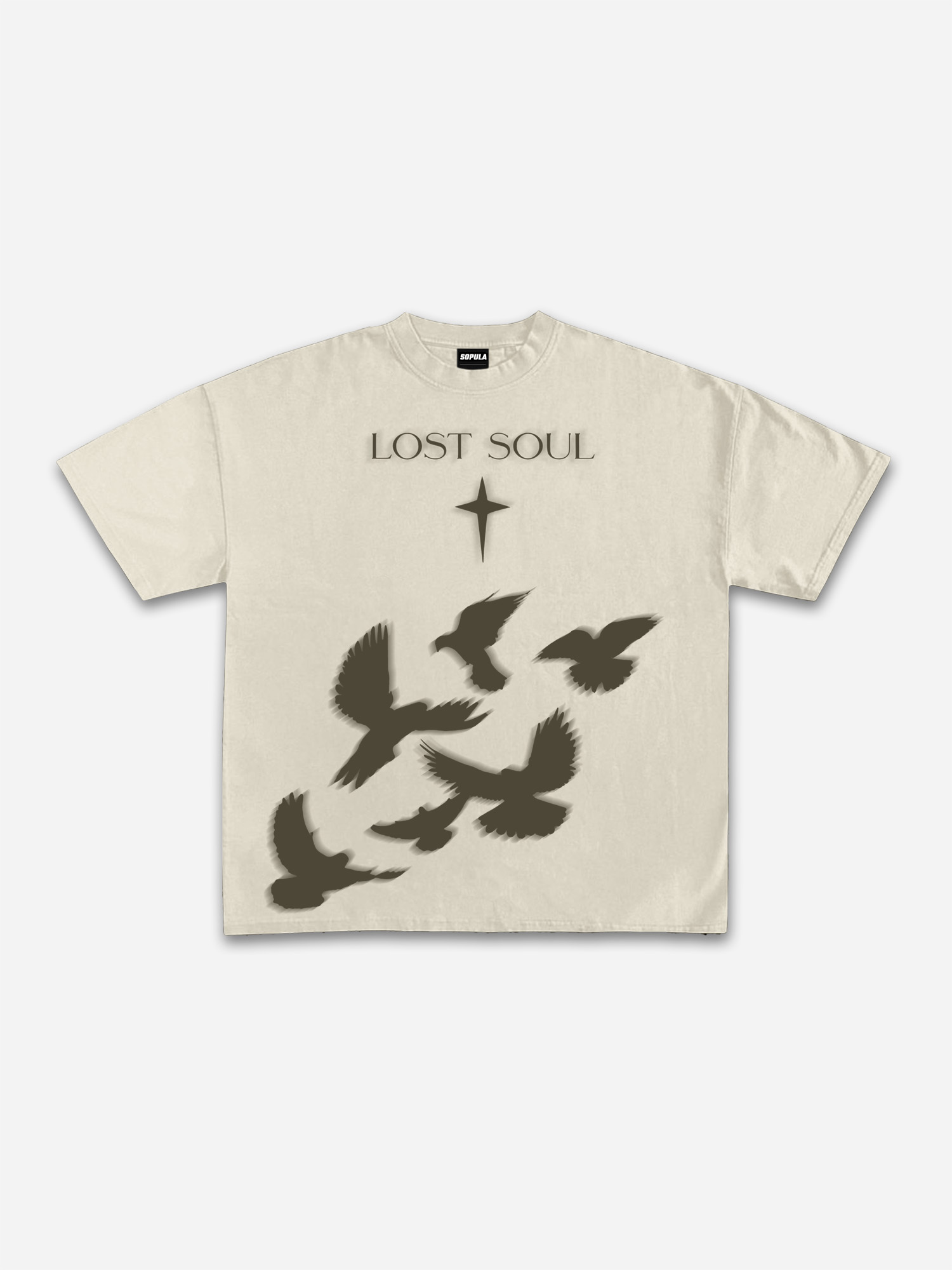 Lost Souls Pigeon Print Graphic Cotton T-shirt