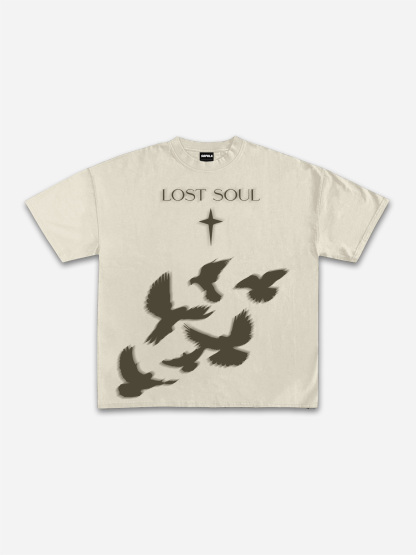 Lost Souls Pigeon Print Graphic Cotton T-shirt