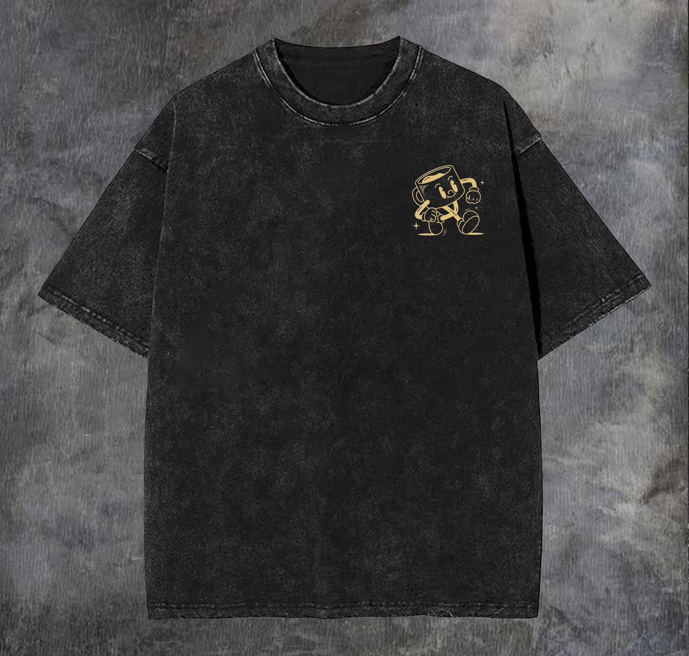 More Espresso Less Depresso Printed Vintage Washed T-shirt（Double-sided Print）