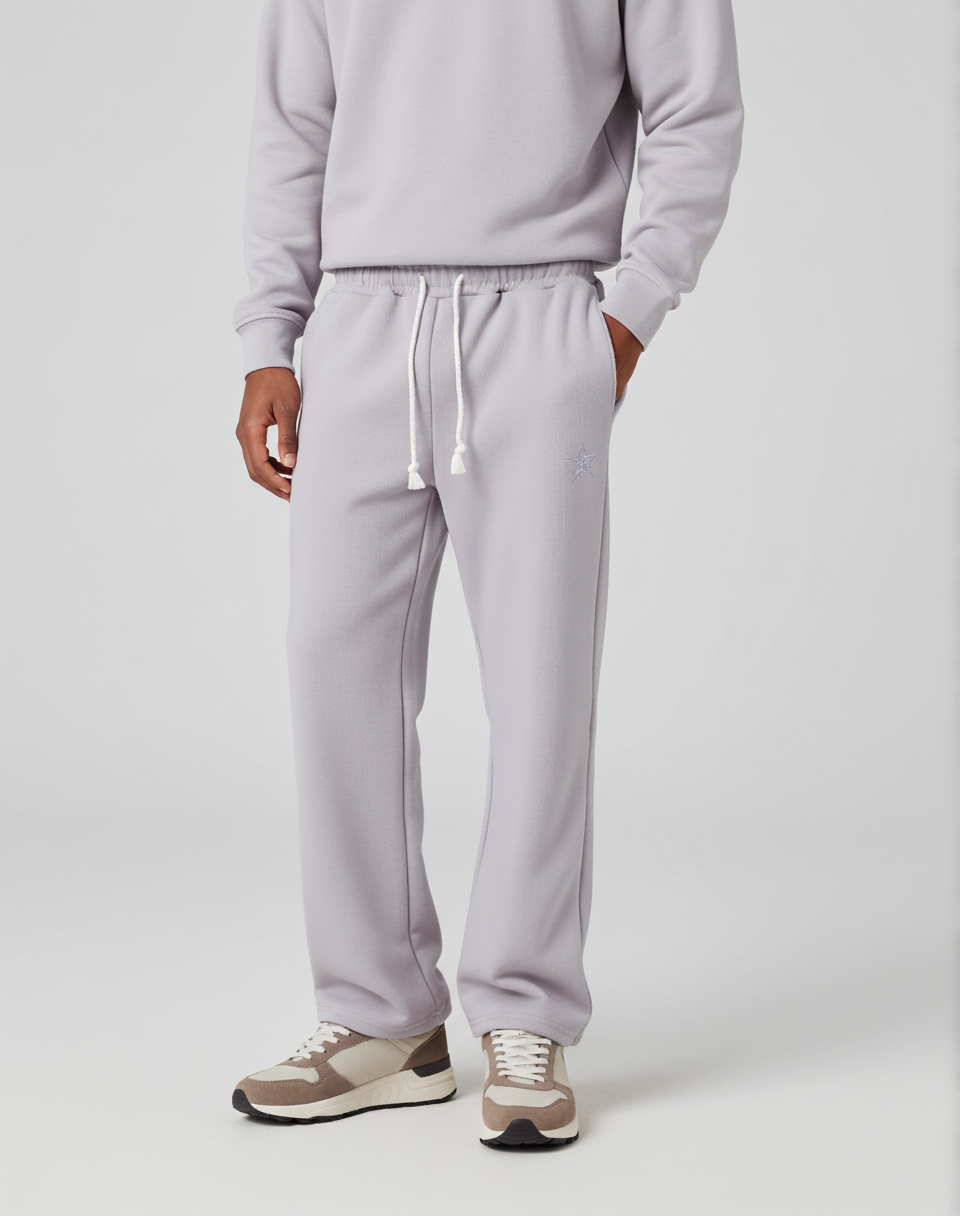 Hiphop Double Waistband Design With Star Embroidery Sweatpants