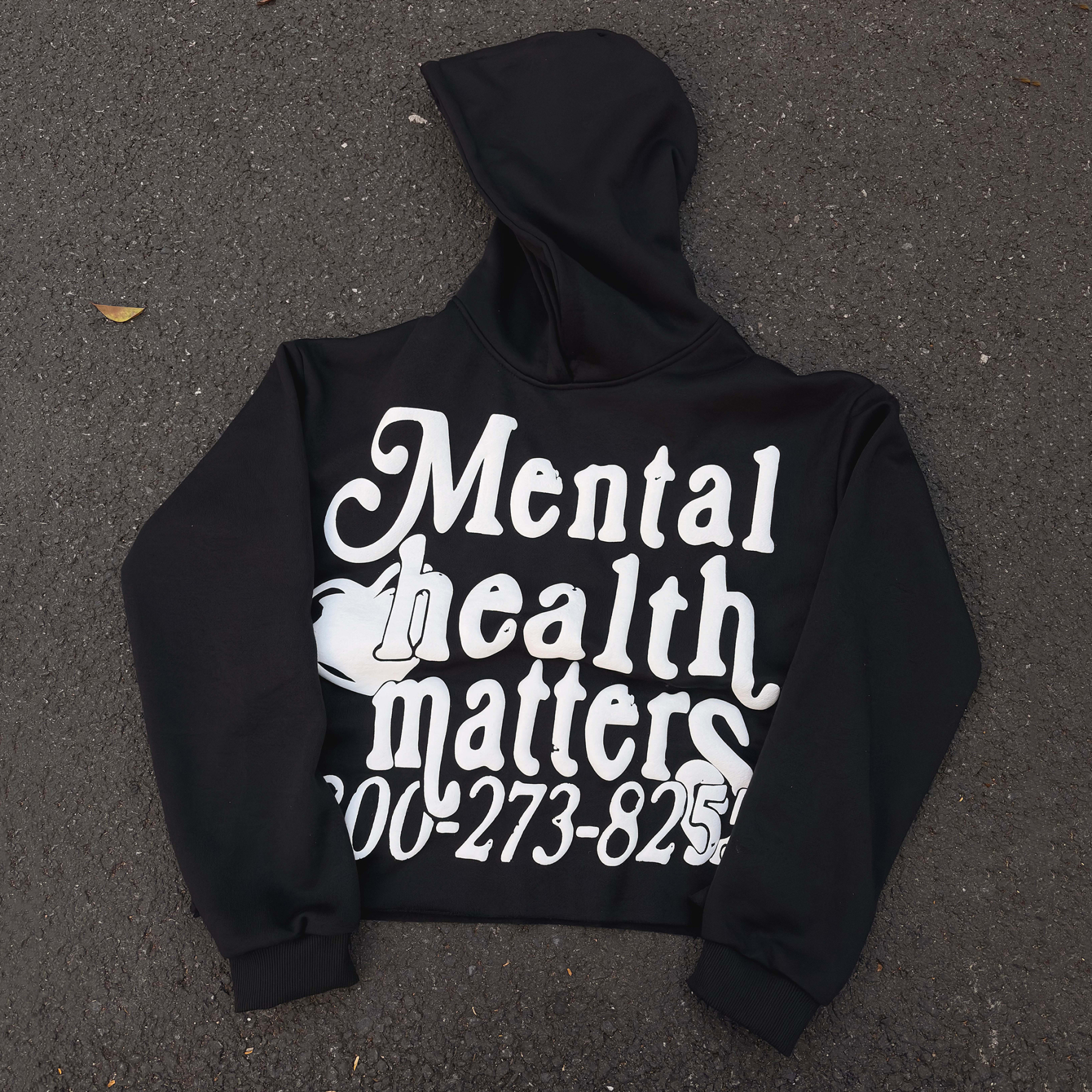 Puff Print Mental Health Matters Cropped Hoodie